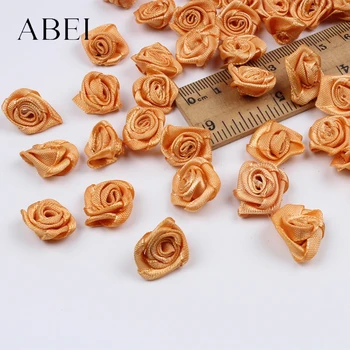 100шт золотая головка розы 15 мм для бутиковых аксессуаров Искусственные цветы из ленты Аксессуары для швейной одежды