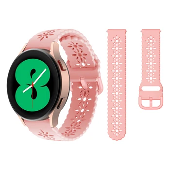 20 мм Кружевная силиконовая лента для женщин и девочек Свадебный Милый Романтический ремешок Samsung Galaxy Watch4 Active2 40 мм 44 мм ремешок для часов