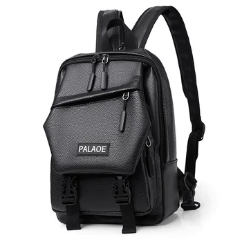 2022 Новая нагрудная сумка с USB зарядкой Модный мужской рюкзак Деловые сумки через плечо Многофункциональная мужская сумка для книг Кожаная сумка-мессенджер
