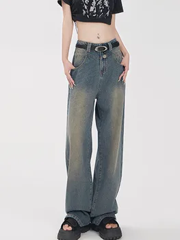 2023 Мешковатые джинсы бойфренда для женщин, уличная одежда, прямые женские джинсы с высокой талией, широкие брюки, Свободные прямые джинсовые брюки, женские
