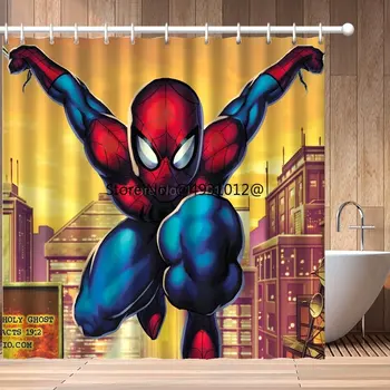 2023 Мстители Человек-паук Занавески для душа Декор ванной комнаты из мультфильма Диснея Экраны для ванн Водонепроницаемые с крючками Подарки для детей