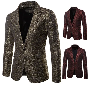 2023 Мужская Позолота Пятна краски Плиссированный пиджак для выступлений Костюм ведущего студии