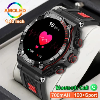 2023 Новые Смарт-часы с Bluetooth-вызовом Для Мужчин AMOLED 1,43-Дюймовый HD-экран, Спортивные Фитнес-Часы с Пульсом, Батарея 700 мАч, Умные Часы