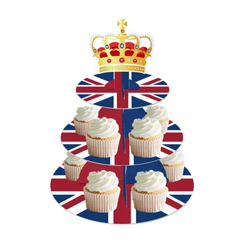 3-х уровневая прекрасный лондонский британский стиль торт стенд кекс держатель, корона для День рождения корона для вечеринок британский Национальный день декор