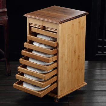 9-слойный шкаф для хранения чайных тортов из бамбукового дерева Пуэр большой емкости, настольная коробка, набор запасных частей для чайного подноса