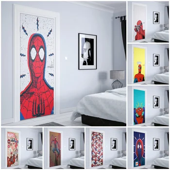 Disney Marvel Человек-паук акварель водонепроницаемое граффити дверная наклейка Настенное искусство Эстетическая Детская Детская комната настенные наклейки плакаты