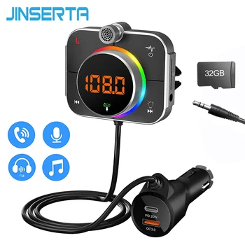 JINSERTA Bluetooth 5,0 FM-модулятор RGB light беспроводной автомобильный MP3-плеер со слотом TF USB для воспроизведения музыки PD 20 Вт QC3.0 Комплекты Быстрых зарядных устройств