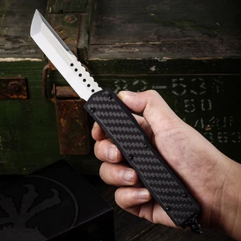 Micro OTF Tech Knife SC Shadow Series D2 Лезвие 58-60HRC Из Углеродного Волокна + T6061 Авиационная Алюминиевая Ручка Карманный Нож для Самообороны