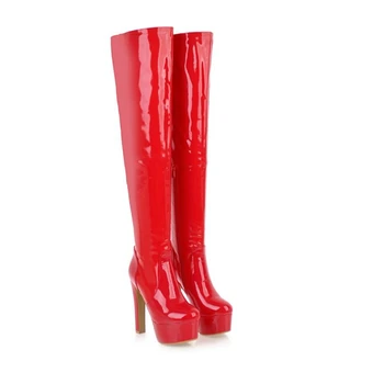 QPLYXCO/ пикантные сапоги выше колена; женские сапоги до бедра на высоком каблуке 13 см; вечерние женские зимние ботинки с острым носком; женская 7700-1