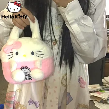Sanrio Hello Kitty Милая сумочка Женская Disney Lotso Kawaii Вышитая Плюшевая сумка Женская мода Lolita JK Подарок в тон одежде