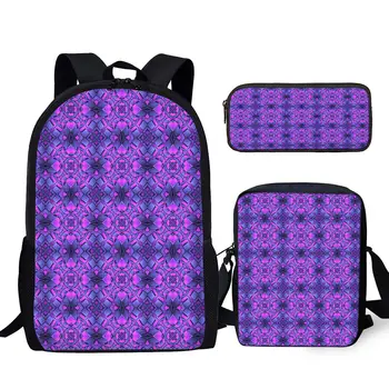 YIKELUO Фиолетовый Африканский племенной дизайн, прочный рюкзак, сумка-мессенджер, удобный повседневный модный рюкзак, пенал, подарки