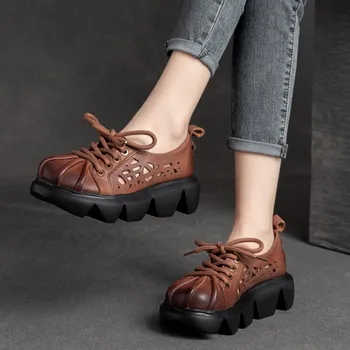 YourSeason/ Лето 2023, Новая женская открытая обувь, женская винтажная обувь на толстой подошве, удобные повседневные сандалии на платформе на шнуровке