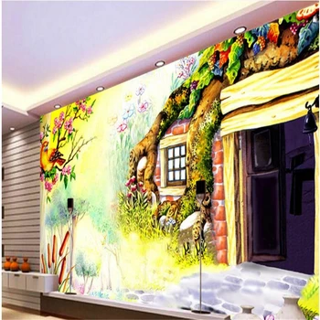 beibehang Большие пользовательские обои мультяшный дом пейзажная живопись ТВ фон tenis de rodinhas menina