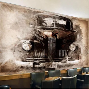 wellyu Индивидуальные большие фрески 3D обои в европейском стиле, ностальгические ретро-обои с чернилами, потрепанный автомобиль, классические фоновые обои для автомобилей