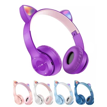 Беспроводная гарнитура Cat Ear Bluetooth P47M с микрофоном, Шумоподавлением, Стереомузыкальный шлем для девочек, Гарнитура для мобильного телефона в подарок