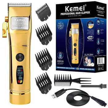 Беспроводная профессиональная машинка для стрижки волос Kemei 2850 + Pg для мужчин Pro Li, электрический триммер для стрижки волос
