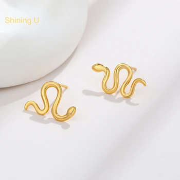 Блестящие серьги-гвоздики в виде змеи, простые модные украшения для женщин в подарок