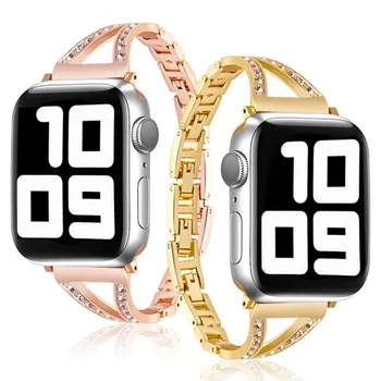 Бриллиантовый ремешок для Apple Watch Серии 6 7 5 4 8 SE Браслет-ремешок для Apple Watch 40 мм 41 мм 44 мм 45 мм 38 мм 42 мм 49 мм Женский Ремень