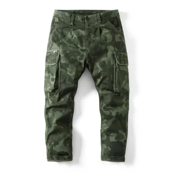 Военные брюки-карго, мужские комбинезоны, повседневные хлопчатобумажные тактические камуфляжные брюки, мужские прямые брюки с множеством карманов, мешковатые брюки