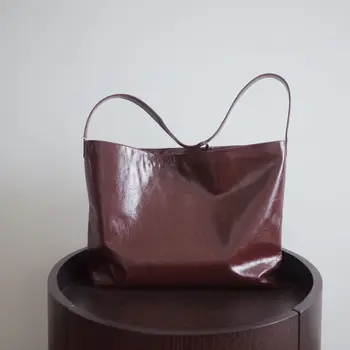 Высококачественные сумки из промасленной кожи большой емкости для женщин, женская сумка из воловьей кожи на одно плечо, простая повседневная сумка