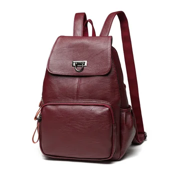 Высококачественный, большой емкости, черный, синий, красный, школьный рюкзак из искусственной кожи, женский рюкзак для девочек-подростков, женская дорожная сумка M9010