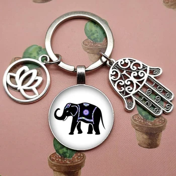 Горячая распродажа elephant love animal Таиланд слон брелок с круглым стеклянным кабошоном автомобильный брелок шарм подарочный брелок