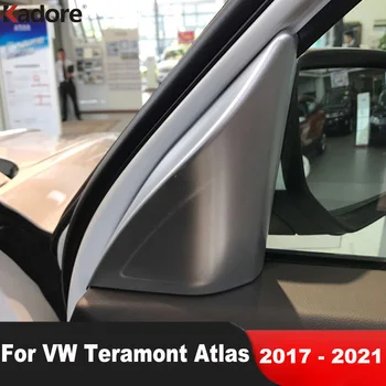 Для Volkswagen VW Teramont Atlas 2017 2018 2019 2020 2021, Автомобильная Передняя Внутренняя дверь, окно из углеродного волокна, Треугольник, накладка на стойку