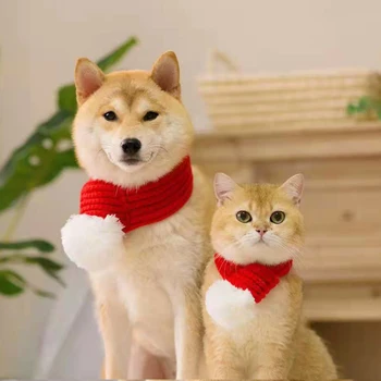 Домашний Шарф для собак и кошек, Рождественский Зимний Теплый вязаный шарф, Новогодний шарф для маленьких средних собак, ошейник, товары для ухода за домашними животными