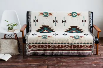 Европейская диванная подушка, диванное полотенце, хлопчатобумажная ткань для дивана Nordic Comfort, противоскользящая геометрическая диванная подушка, ковер