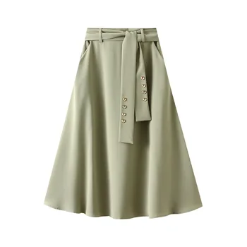 Женская юбка трапециевидной формы средней длины с высокой талией, мода Senior Sense, наполовину прикрывающая живот и демонстрирующая Тонкие длинные юбки Женская весна-лето