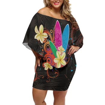 Женское летнее мини-платье с открытыми плечами, высококачественный полинезийский племенной принт, Модное Великолепное банкетное платье с коротким рукавом