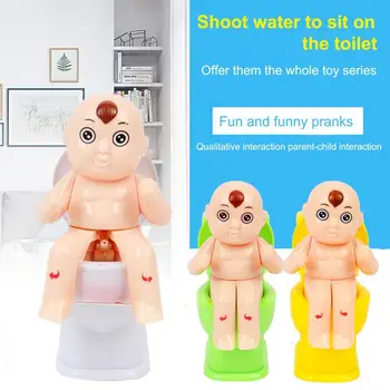 Забавная миниатюрная игрушка для туалета, несколько стилей, красочные мультяшные узоры, игрушка для детского туалета с брызгами воды, игрушка для трюков