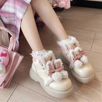 Зимние Женские ботинки; Новинка 2023 года; Обувь для девочек в Японском стиле 
