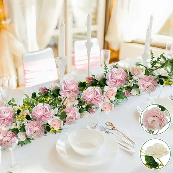 Искусственная розовая лоза, реалистичные цветочные листья, Гирлянда, имитация свадебного декора, Настенный растительный фон, Дверные проемы, Декор стола