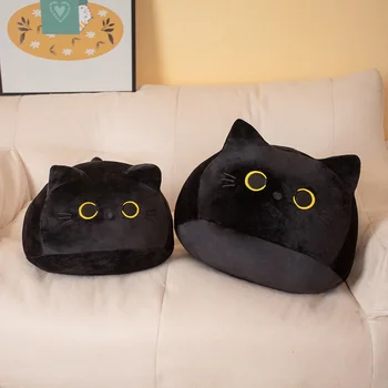 Кавайный Черный кот, подушка около 40 см, плюшевые игрушки-куклы, Милые, высококачественные Подарки для мальчиков и девочек, друзья, Украсьте детей