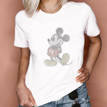 Классическая винтажная футболка Disney с Микки Маусом, женские повседневные модные футболки, женская одежда, забавная футболка с коротким рукавом