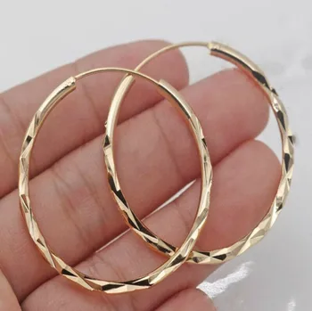 Классические Золотые серьги-кольца большого размера для женщин, изысканные модные Свадебные серьги с круглым тиснением, ювелирные изделия для помолвки