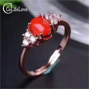 Классическое кольцо с красным кораллом для женщины 5 мм * 7 мм, серебряное кольцо из натурального аква-коралла, твердое серебро 925 пробы, драгоценное коралловое кольцо, подарок для женщины