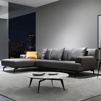 Комплект диванов из натуральной кожи 2023 года выпуска, новый итальянский стиль, простой, легкий, роскошный Угловой диван Napapi для трех человек, мебель для гостиной, дома