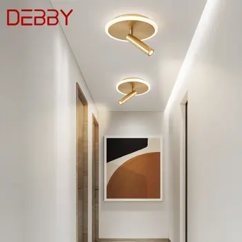 Латунные светильники DEBBY Nordic для потолка, светодиодные прожекторы Modern Simplicity, золотые поворотные светильники для домашнего декора, освещения прохода на крыльце