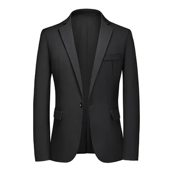 Летний Новый мужской тонкий пиджак, однотонное мужское деловое повседневное пальто, приталенное платье-смокинг Homme