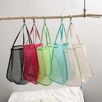 Летняя новинка ins, сумка на одно плечо из прозрачной сетчатой пряжи, модная легкая индивидуальная сумка для покупок