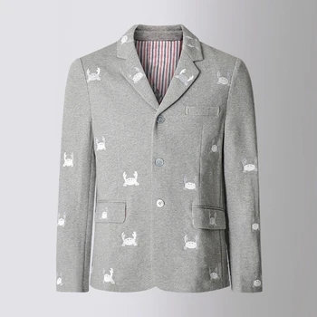 Мужская куртка TB THOM, осень-весна, процесс вышивки, кардиган с животным рисунком, Дизайн пуговиц, Модный деловой повседневный костюм, пальто
