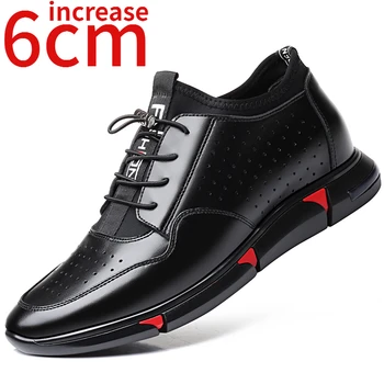 Мужская обувь с завышенной посадкой, кроссовки, увеличивающие рост на 6 см, повседневная спортивная дышащая кожаная обувь, британские невидимые мужские туфли с завышенной посадкой