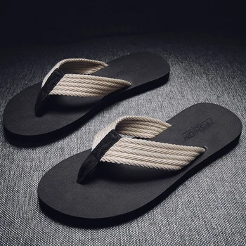 Мужские вьетнамки, летние повседневные тапочки на плоской подошве в корейском стиле, нескользящие сандалии, легкая пляжная обувь для прогулок, Sandales Ete Homme