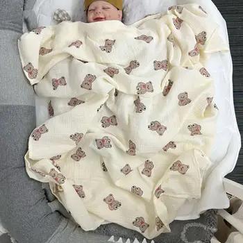Муслиновое одеяло для новорожденного, кондиционер, Хлопчатобумажные одеяла, покрывало для выхода на улицу, Ветрозащитное Пеленальное одеяло, Приемное одеяло