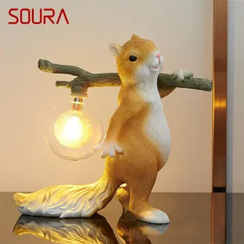 Настольная лампа SOURA Nordic Creative Squirrel LED, декоративная для дома, детская маленькая настольная лампа