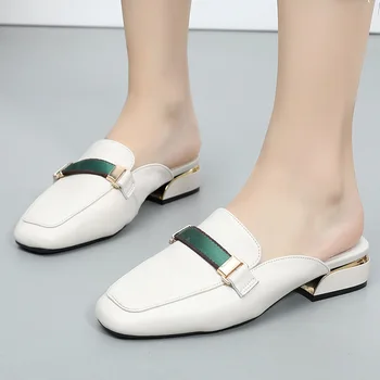 Новинка, универсальные женские туфли Baotou на толстом среднем каблуке с квадратным носком, женские туфли большого размера от Net Celebrity England