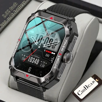 Новые 2,02-Дюймовые Смарт-часы С Bluetooth-Вызовом Для Мужчин, Голосовой Ассистент, Батарея 400 мАч, Сверхдлительный режим ожидания, IP68, Водонепроницаемые спортивные Умные Часы