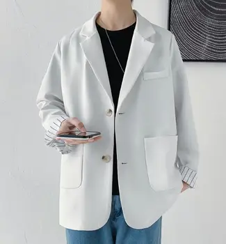 Новый весенний мужской костюм в академическом стиле С длинным рукавом, однобортный свободный хлопковый пиджак A117